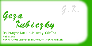 geza kubiczky business card